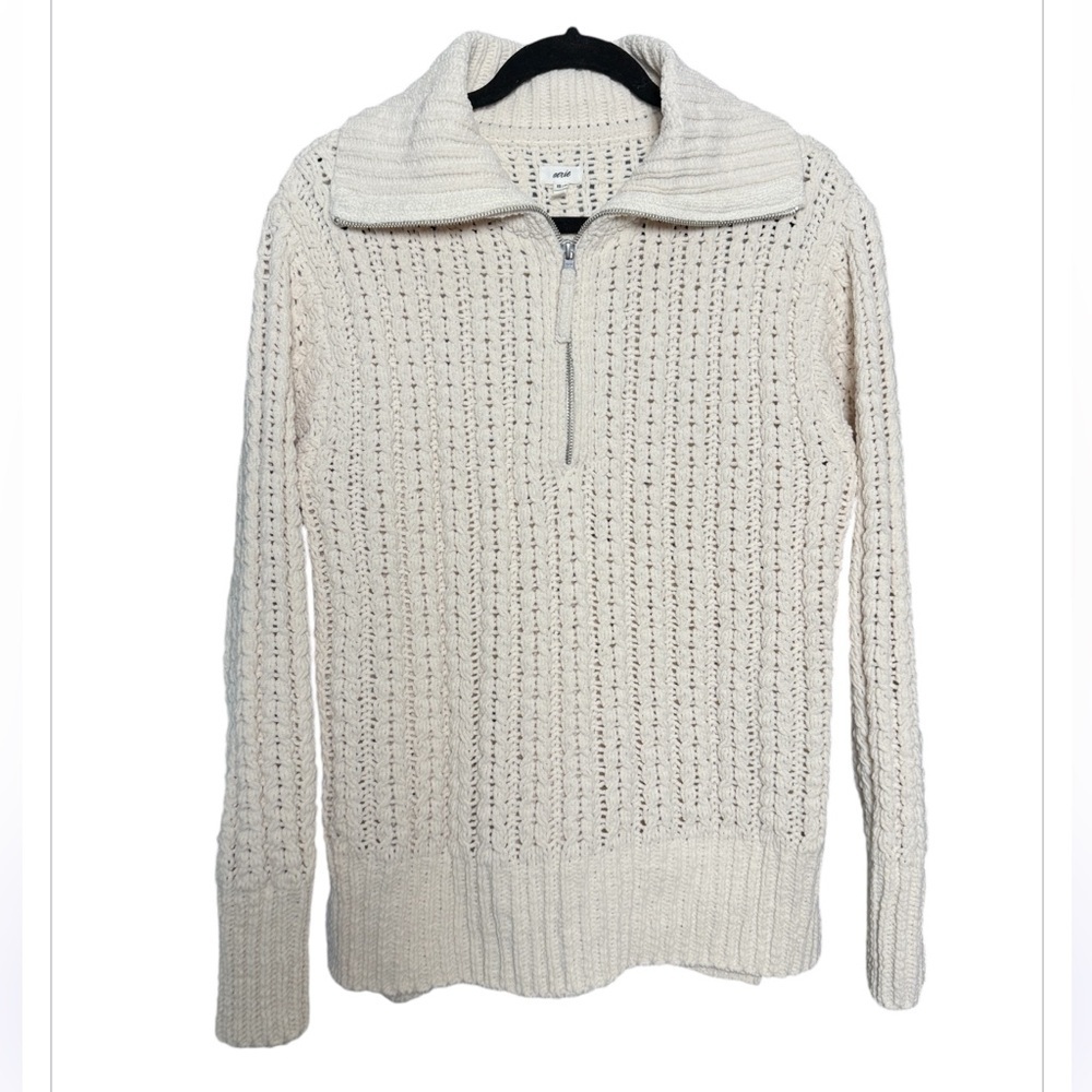 Chunky Half-Zip Knit Sweater - Cream